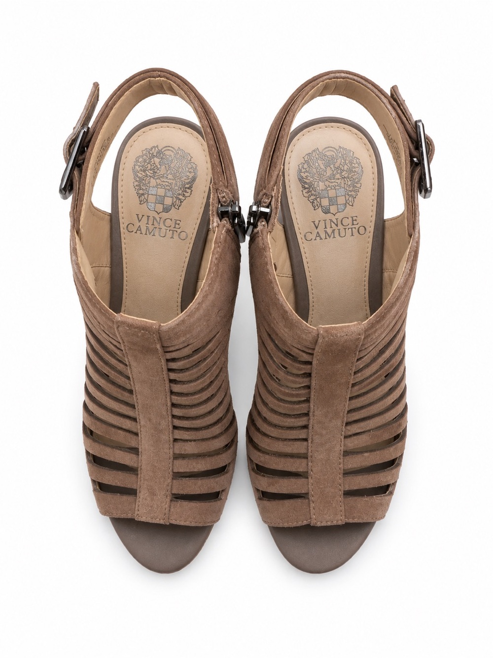 Vince Camuto Taupe Strappy Suede Slingback Sandals
